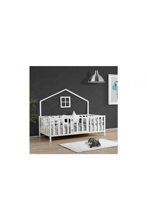 zerkaconcept Class Montessori Ithal Çam Ahşap Çocuk Yatak Karyola Beyaz Lake 70*130 Model 2