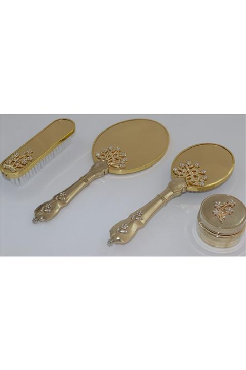 kartex Lüks Ayna Tarak Seti, 4'lü Hayat Ağacı Modeli Çeyizlik