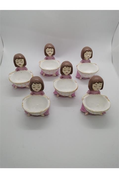 ALCSTORE 6lı Kavhe Yanı Sunumluk Lokumcu Kız Servis Seti