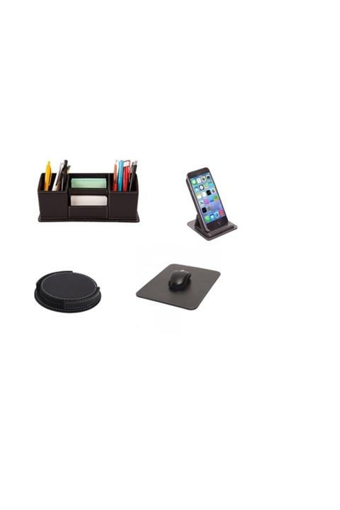 DeriDünyası Deri Kalemlik Bardak Altlığı Mausepad Telefon Standı