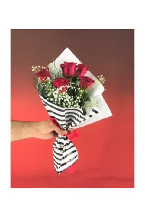 Hasal Süs Bitkileri En Güzel Rüyam - 5 Kırmızı Gül Buketi - Özel Aranjman Hediyelik Kesme Canlı Çiçek
