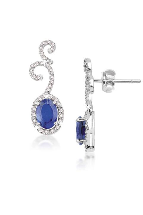 Emel Pırlanta 1.48 Ct. Pırlanta Safir Küpe