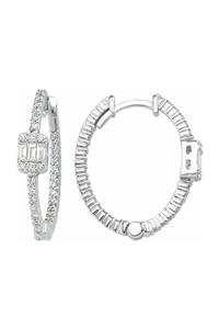 Murat Art Jewellery Baget Pırlantalı Oval Halka Küpe