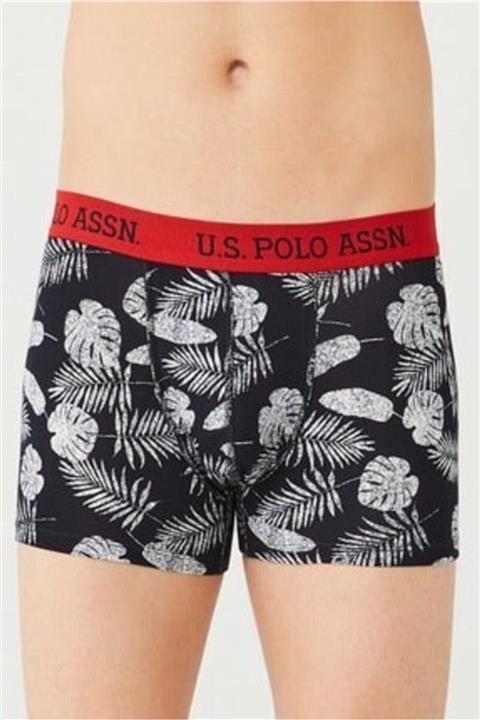 U.S. Polo Assn. Us Polo Assn Erkek Saks - Saks Desenli - Gri Melanj 3 Lü Boxer 80433