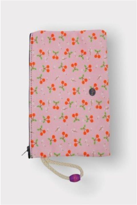 EFBUTİK Pembe Kiraz Kolaj Bez Kalemlik Cüzdan