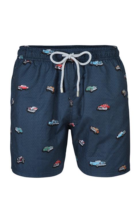 John Frank Retro Car Desenli Erkek Deniz Şortu