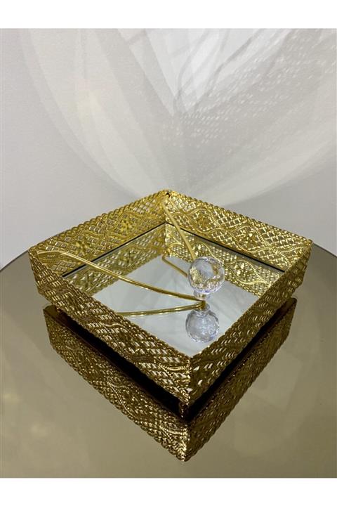 FONZ Home Decor Gold, Ayna Tabanlı, Kristal Taşlı, Alaturka Peçetelik-mfn002