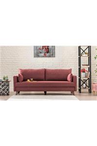 Evdebiz Bella Soft Üçlü Koltuk Bordo