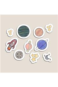ZobarMarkt Gökyüzü Temalı Defter Ajanda Planner Bullet Journal Laptop Sticker, 5 Cm