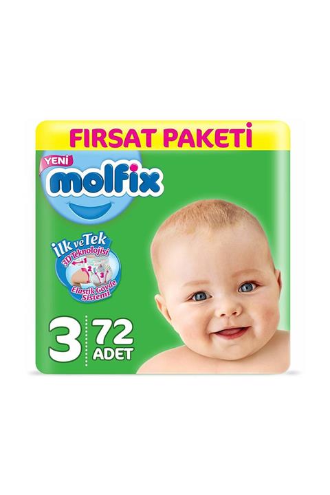 Molfix Bebek Bezi Fırsat Paketi 3 Beden 72 Adet