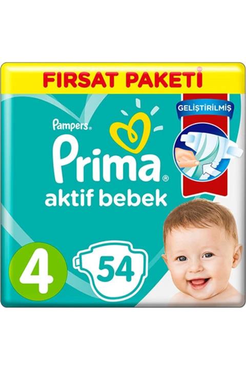 Prima Bebek Bezi Aktif Bebek 4 Beden 54 Adet