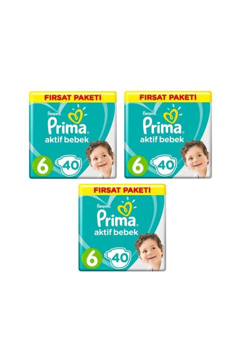 Prima Fırsat Paketi Bebek Bezi Extra Large 6 Numara 120 Adet ( 40*3 )