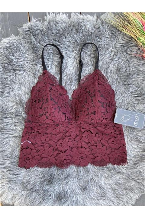MOOİ Mürdüm Dantelli Soft Lace Dolgusuz Açılmayan Tekli Bustiyer