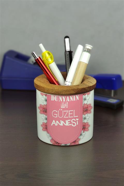 Hediyelen Dünyanın En Güzel Annesi Seramik Kalemlik