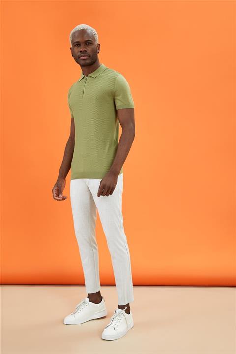 DeFacto Erkek Yeşil Slim Fit Polo Yaka Basic Triko Tişört U5223AZ21SM