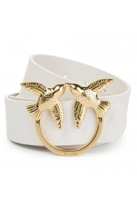 BellaVino Kadın Beyaz Büyük Beden Gold. Kuş Tokalı Kemer R6090