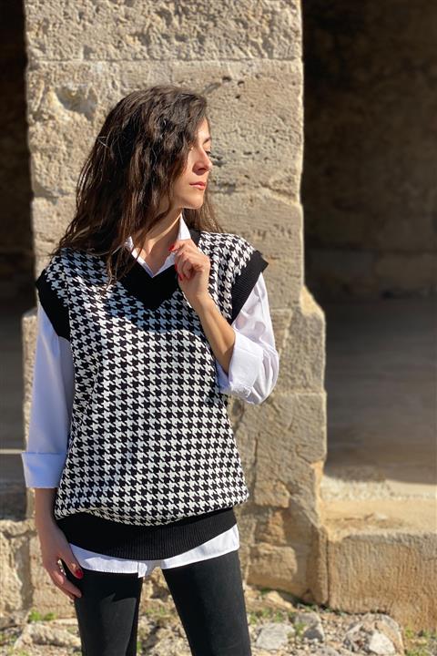 Bygizemozel Kadın Kazayağı V Yaka Süveter