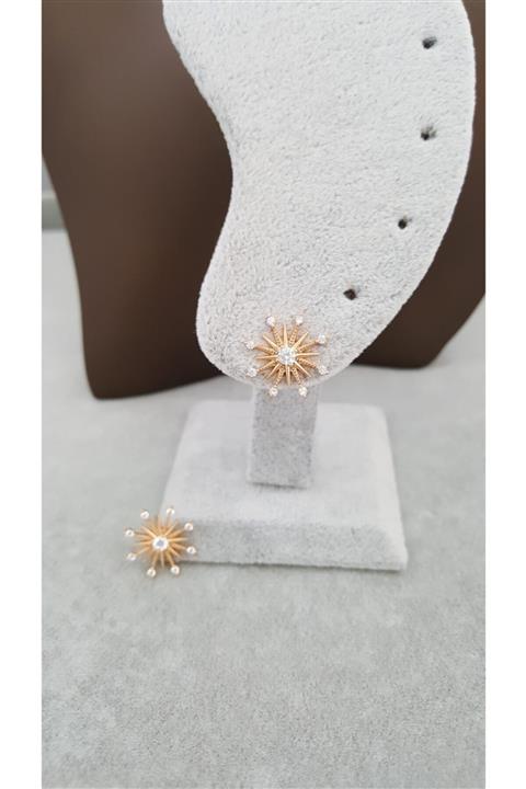 Lenaca Zirkon Taş İşlemeli Çelik Güneş Küpe