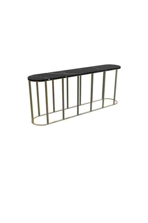 MAKSA Mariola 200cm Alexandrette Black Antik Eskitme Pirinç Konsol