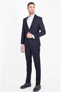 Kiğılı Slim Fit Yünlü Ekose Takım Elbise