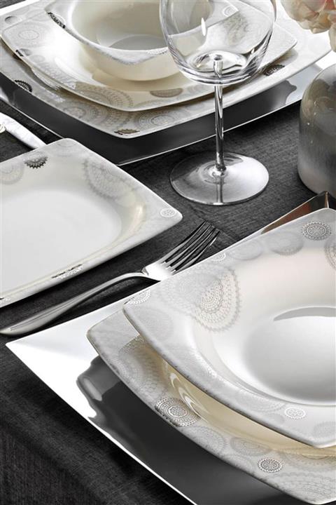 Kütahya Porselen Bone Mare 30 Parça 9851 Desenli Yemek Takımı