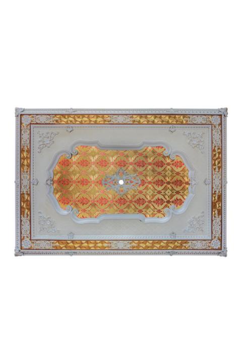 Decomanya Beyaz Altın Dikdörtgen Saray Tavan Göbeği