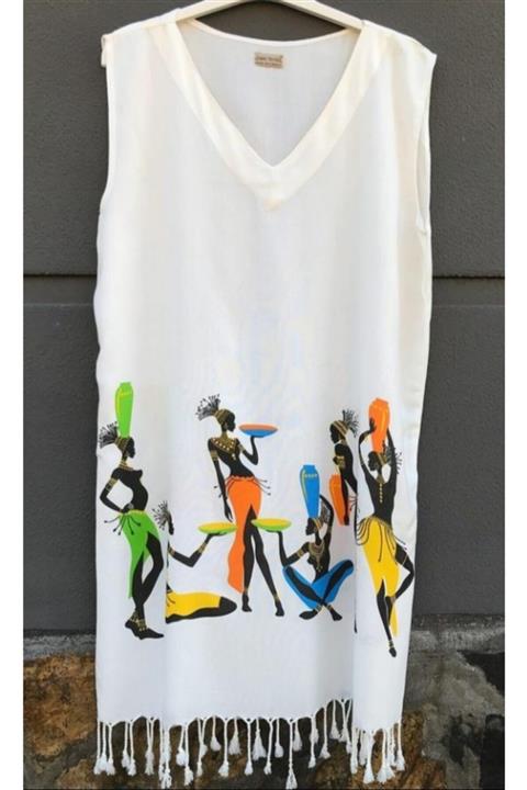 Pinezza Kadın Baskılı Desenli Peştemal Plaj Elbisesi