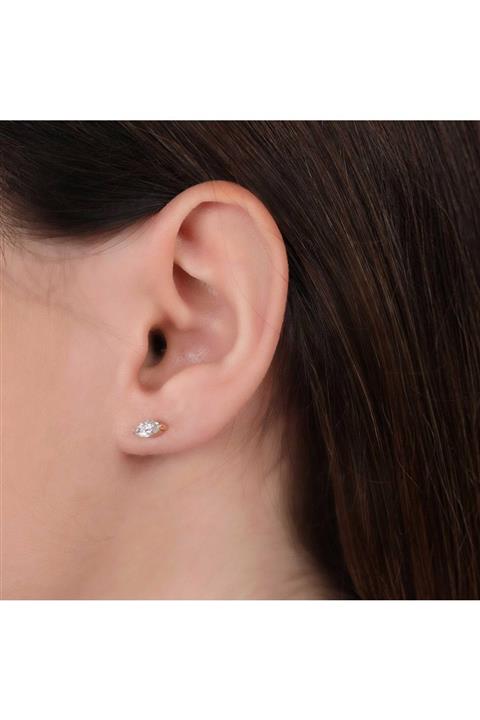 Abgar Özasi Mücevherat Kadın Pembe Markiz Pırlantalı Tekli Küpe