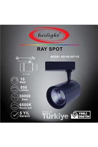 HESLIGHT Hs.507/1s 10w Cob Led Ray Spot Siyah Kasa 6500k Beyaz Işık