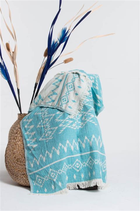 Too MOOD Minti Aztek Desen Pamuklu Peştamal Havlu