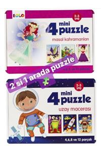 Eolo Yayıncılık Eolo 4 Mini Puzzle 2 Li Set Masal Kahramanları - Uzay Macerası