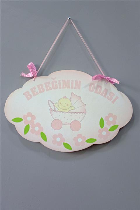KONFETİ SÜS Kapı Süsü Bebek Odası Duvar Süsü, Kız Bebek Figürlü Ahşap Pano