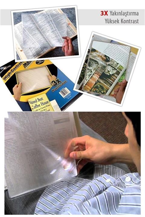 Minerva 3 Kat Optik Yakınlaştıran Yüksek Kontrastlı Kitap Okuma Büyüteci