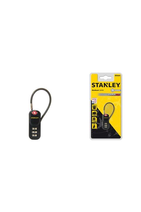 Stanley 3 Haneli ( Siyah ) 20mm Çinko Esnek Vinil Çelik Kablolu Asma Kilit