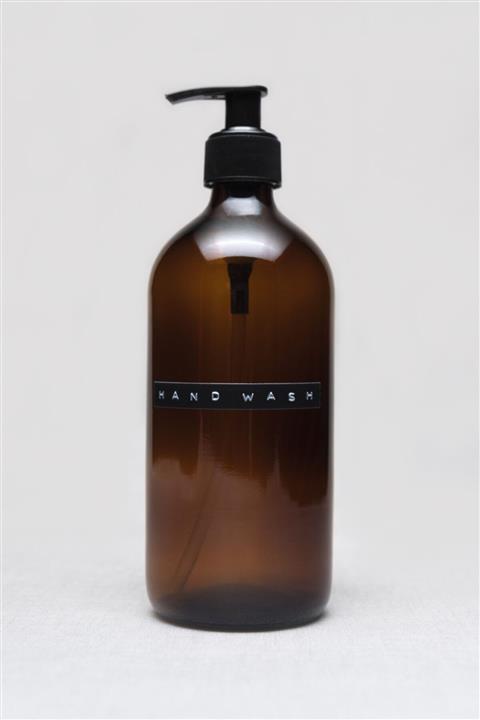 TriChi Design 500ml Amber Cam Sıvı Sabunluk Retro Tasarım 3d Etiket Hand Wash