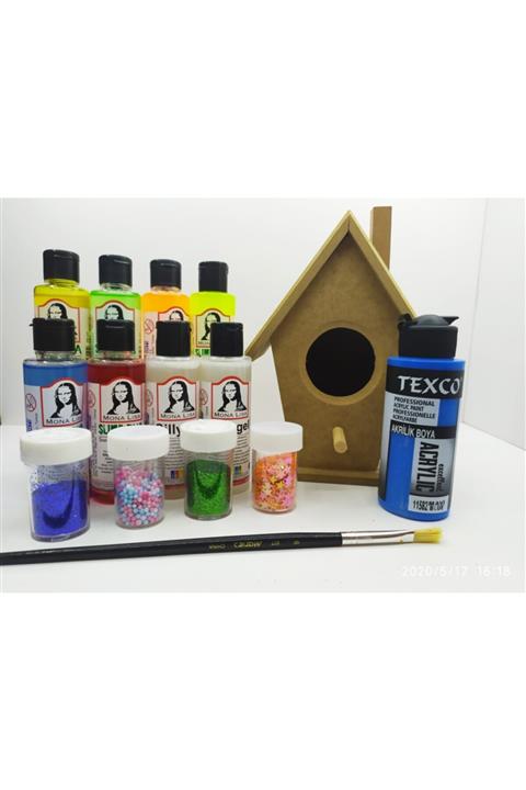 Südor Slime Slaym Yapma Seti Akşap Kuş Evi Akrilik Boya