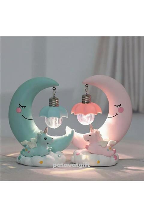 Patavat Ay Tasarımlı Unicorn Dekoratif Masa Lambası