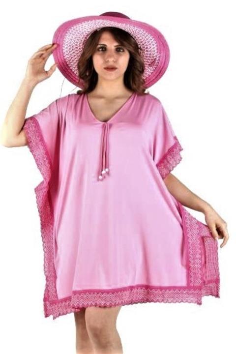 Mayo Merkezi Kısa Pembe Bordürlü Pareo