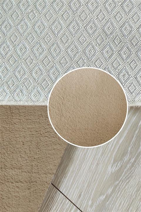 SERİA HALI Dinarsu Yumuşak Peluş Post Yıkanabilir Kaymaz Taban Tavşan Tüyü Halı Yolluk En 100 Cm