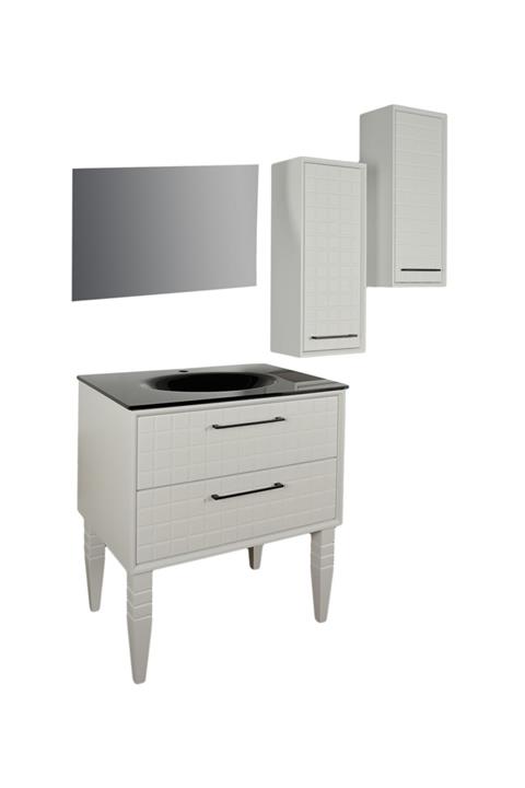 DORA BANYO Mdf Banyo Dolabı Cubico Beyaz