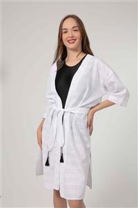 Pattaya Kadın Palmiye Nakışlı Kuşaklı Kimono P21s201 2691