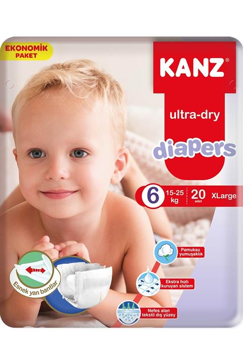 Kanz Ekonomik Paket Bebek Bezi 6 Numara- Xlarge 15 - 25 Kg