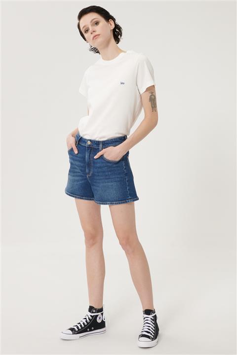 Lee Kadın Koyu Mavi Denim Kot  Şort