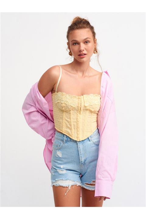 Dilvin 4425 Paça Ucu Ve Yanı Lazerli Şort-mavi