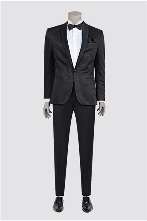 Damat Damat Slim Fit Slim Fit Siyah Desenli Takım Elbıse