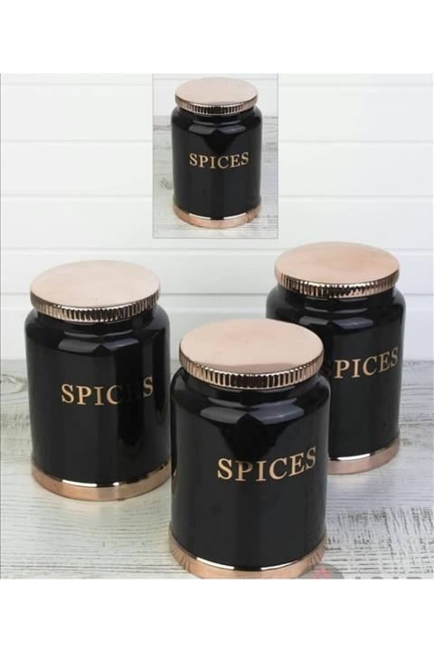 ACAR HOME Porselen Siyah Üçlü Kavanoz Takımı