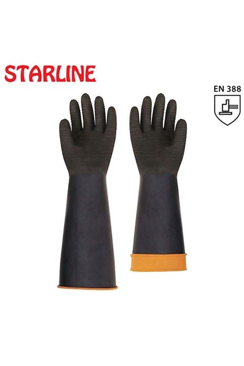 Starline H2-60 Asit Eldiveni Siyah 60cm Avuçiçi Tırtıklı