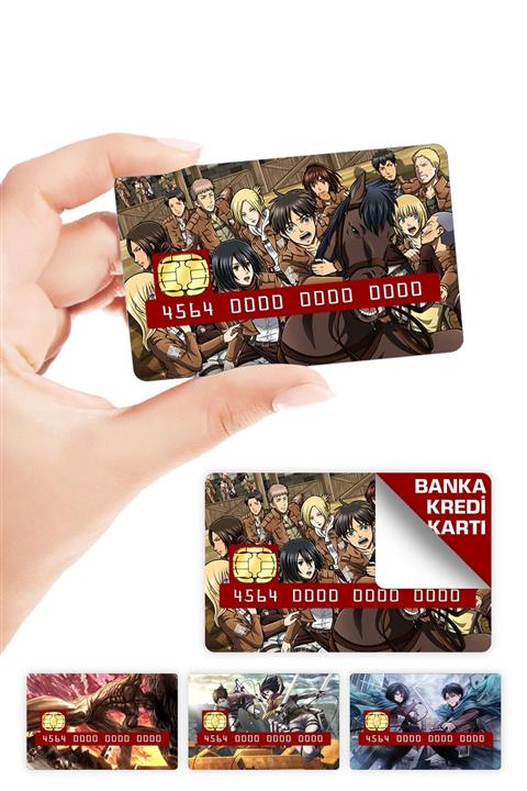 ZipZap Attack On Titan Kredi Kartı Kaplama Sticker 4 Adet Shingeki No Kyojin