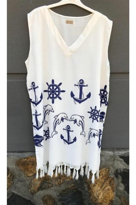 Pinezza Kadın Beyaz Baskılı Desenli Elbise