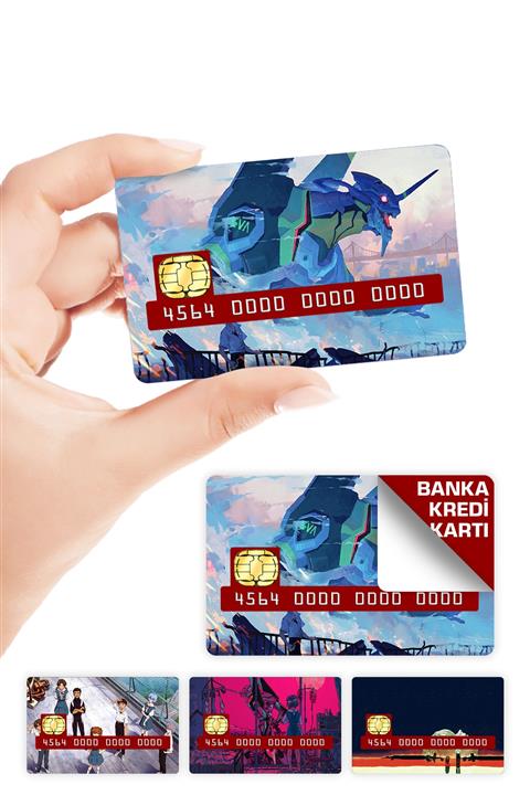 ZipZap Neon Genesis Evangelion Kredi Kartı Kaplama Sticker 4 Adet